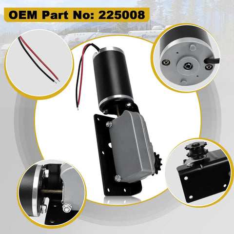 Slide Out Motor And Gearbox Direct Fit Replacement For Accu Slide Cable System With 12V High Torque Motor And R25075 R25076 Gear Box