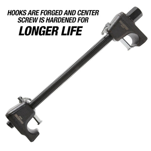 MacPherson Strut Coil Spring Compressor Tool with forged hooks and hardened center screw for longer life