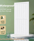 Sliding Closet Doors 60x80 Inches With White Bypass Barn Door Hardware Kit For Bedroom And Laundry Room H Frame Double 31 Inch Panels 7/8 Inch Thick Assemble Required Ideal For Wardrobe Pantry And Kitchen Decor shown waterproof on platform