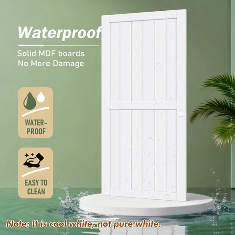 Sliding Closet Doors 60x80 Inches With White Bypass Barn Door Hardware Kit For Bedroom And Laundry Room H Frame Double 31 Inch Panels 7/8 Inch Thick Assemble Required Ideal For Wardrobe Pantry And Kitchen Decor shown waterproof on platform