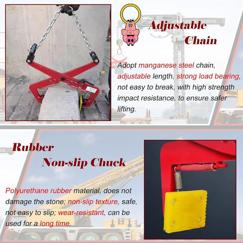 Heavy Duty Adjustable Stone Lifting Clamps For Vertical Plate Clamping And Rigging Features Alloy Steel Chain Links Adjusts 14.2 To 33.5 Inches For A Rock Solid Grip That Makes Moving Heavy Slabs A Total No Sweat Gig On Your Next Big Project