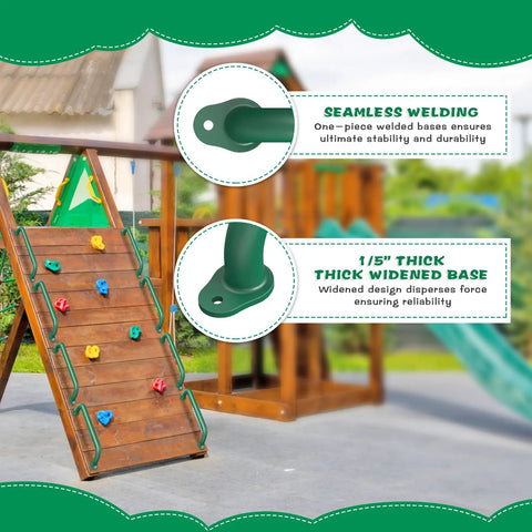 Six Pack 17 Inch Green Metal Playground Safety Handles For Indoor Outdoor Playsets And Swing Sets Heavy Duty Non Slip Grab Bars For Kids Playhouses Treehouses Jungle Gyms And Climbing Frames
