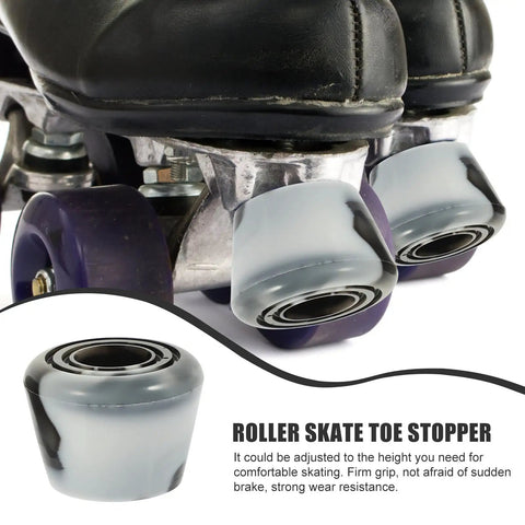 Replaceable Roller Skate Toe Stopper Brake Plug Set with Screws and Screwdriver for Quad Skates Black and White Brake Accessories