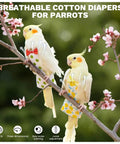 Cockatiels wearing Reusable Bird Diaper Flight Suit With Adjustable Straps For Cockatiels Parrots And Macaws Leakproof Lining.