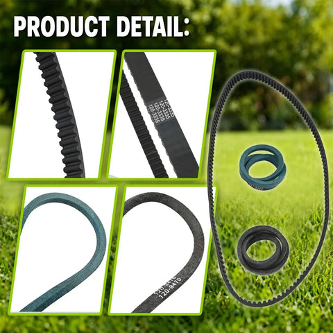 Three Piece Lawn Mower Deck Drive Belt Kit For Toro TimeMaster 30 Inch Deck 20199 20200 20975 belts displayed on lawn