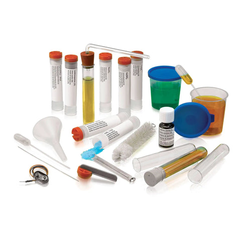 Chemistry Kit For Home Lab With 125 Experiments, including test tubes, cleaning brush, and safe chemicals, Award Winning Science Kit