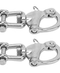 Top Shelf 316 Stainless Steel Snap Shackles With Swivel Rotating Eye And No Hassle Quick Release Design For Heavy Duty Sailboat Rigging Yacht Halyards And Rugged Industrial Deck Hardware 128 Mm - close-up view