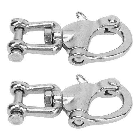 Top Shelf 316 Stainless Steel Snap Shackles With Swivel Rotating Eye And No Hassle Quick Release Design For Heavy Duty Sailboat Rigging Yacht Halyards And Rugged Industrial Deck Hardware 128 Mm - close-up view