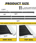 Tough As Nails Black Garage Door Brush Seal Kit For 10 X 12 Ft Doors With 3 Inch Bristles showing size dimensions and installation instructions.