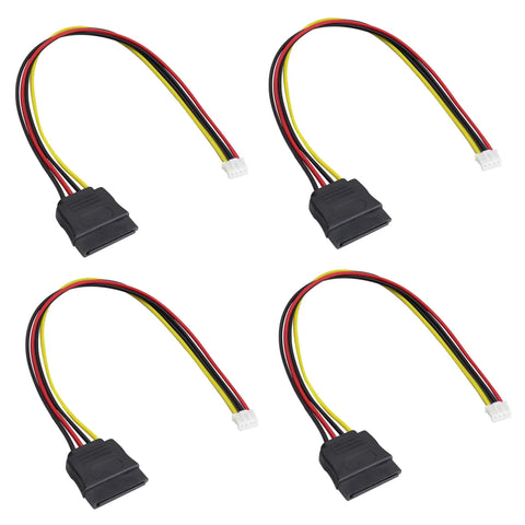 4Pack PH 2.0mm 4Pin to SATA15Pin Power Cable Adapter ITX Cord for Hard Drives, colorful set, black red yellow, 25cm length