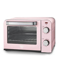 Pink Mini Oven With Healthy Ceramic Nonstick Coating, Compact Countertop Bake Broil Toast Pizza Maker