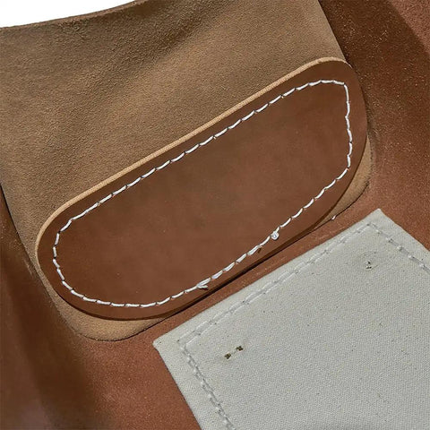 Interior stitching detail of Heavy Duty Leather Tool Tote Bag With Double Ply Bottom And Steel Studs Stitched And Riveted Construction