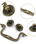 Antique Bronze Cabinet Pulls Set Of 4 With 3.5 Inch Center Hole 88mm Vintage Dresser Handles Engraved Pattern Zinc Alloy Close-Up