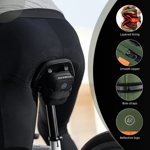 Compact Under Seat Bike Saddle Bag For Road Bikes Ultra Lightweight with multi-pocket storage 0.35L capacity attached to bicycle