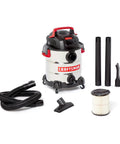10 Gallon Wet Dry Shop Vacuum With 6.0 Peak HP Motor Stainless Steel Drum Portable Vacuum For Home Garage And Renovations Includes Filter Hose And Attachments For Heavy Duty Cleanup