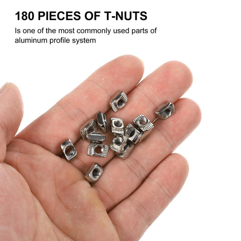 180Pcs Heavy Lifter Hammer Head T Slot Nuts For Aluminum Profiles Sure Grip Fasteners Built Tough For CNC Routers 3D Printers And Robotics in hand.