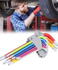 Kickstart Your Home Repair Game With This Hottest 9 Pcs Arm Hex Wrench Set Featuring Gnarly Color Coding And Solid Metal Star Hex Keys For Pro Level Maintenance, Fixing, And All Your Daily DIY Projects Without The Stress. color-coded 9-piece metal Torx wrench set for car repair
