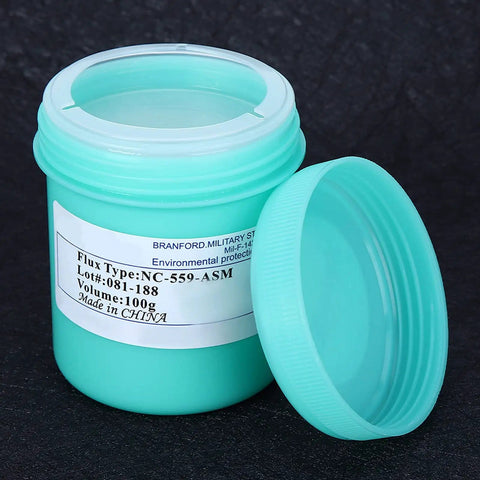 100 Gram No Clean Solder Paste For Phone Repair And PCB Rework NC559 28um Formula jar with open lid showing contents