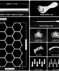 Hexagon LED Garage Lights For Home And Shop, Ultra Bright Honeycomb Panels, 456W High Power, 54720 Lumens, 6500K Daylight, 14 Grid System For Car Detailing, Warehouse, Basement And Gym components layout