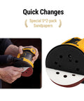 Five Inch Brushless Cordless Random Orbital Sander Cranks Out Twelve Thousand Opm Tough As Nails Palm Sander with sandpaper change.
