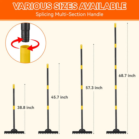Various sizes of adjustable handles for 77 Inch Adjustable Bow Rake With Metal Head And 1.1 Inch Thick Stainless Steel Handle
