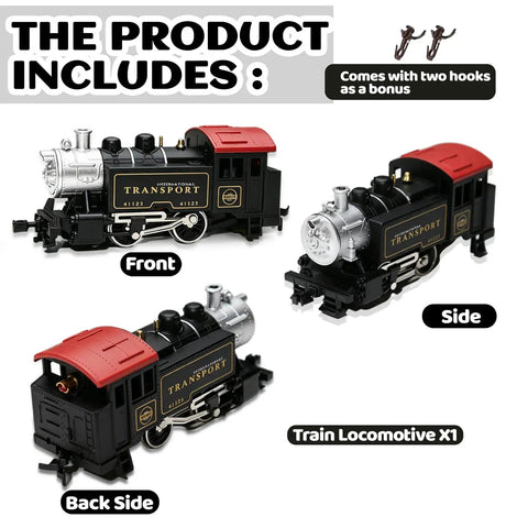 Front, side, and back view of Compact 0 4 0 Powered Steam Locomotive With 12V Motor Metal Wheelsets And Factory Knuckle Couplers.