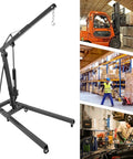 Tough As Nails Folding Engine Hoist With Hydraulic Motor Crane Lift, solid steel frame, and smooth rollers for lifting tasks.