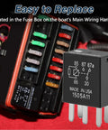 Four Pack 30 Amp 5 Pin 12V Relay Harness Kit For SeaDoo Watercraft 2008 And Up Power Up With GTI GTR GTS GTX RXP RXT Spark Base Sport Models Replacement Part 278003828 installed in fuse box