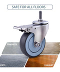 Heavy Duty Swivel Caster Wheels With Brakes For Furniture And Workbench Carts, silver M threaded stem, safe for all floors