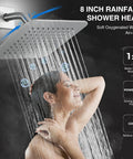 High Pressure 8 Inch Rain Shower Head Tub Spout Shower Faucet Set With Single Handle Valve Included Brushed Nickel Finish