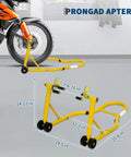 900 Lbs Front And Rear Universal Motorcycle Stand Lift for most sport and dirt bikes with adjustable brackets, yellow.