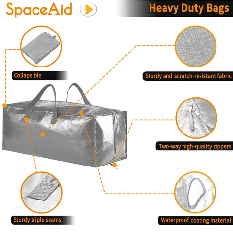 Heavy Duty Moving Bags Set With Extra Large Storage Totes And Backpack Straps Strong Handles And Zippers 86 Liter Capacity