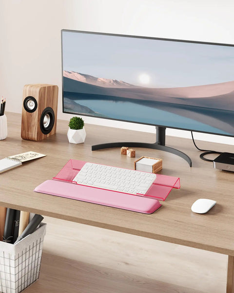 Ergonomic Keyboard Wrist Rest Stand for Desktop With Tilted Riser And Comfy Wrist Pad for Comfortable Typing at Office, Pink