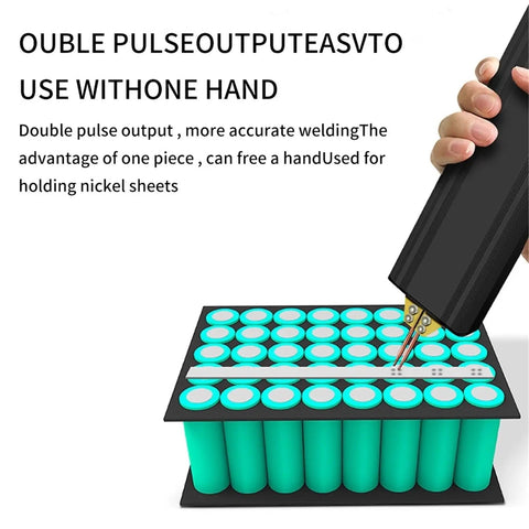 Portable Diy Handheld Spot Welder For Nickel Strip Welding On The Go Welding Tool Battery Pack Assembly Reliable Spot Welding Equipment For Fast Strong Joints being used on a battery pack.