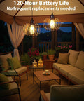 Battery Operated Hanging Chandelier Outdoor Set Of Two With Remote Control Boho Copper Wire Beaded Pendant Light Weatherproof Dimmable Timer in cozy patio setting.