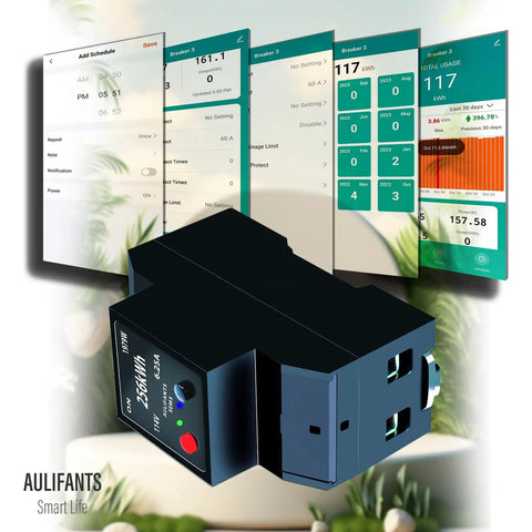 WiFi Energy Monitor Watt Meter With Breaker Switch And Phone App Remote Control, Timer Scheduling interface display