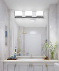 Bathroom with chrome finish Three Light LED Vanity Light For Bathroom Chrome Finish Up And Down Mount Over Mirror Modern Wall Fixture
