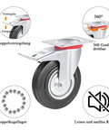 4 Piece Caster Wheels Set For Furniture And Work Benches With 360 Swivel And Foot Brake Locks showcasing double locking feature
