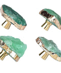 Green Fluorite Stone Cabinet Knobs Set Dope Healing Crystal Drawer Handles Gold Plated Gemstone Cupboard Pulls For Home Office Decor Fits Kitchen Cabinets Dressers 4 Pack displayed
