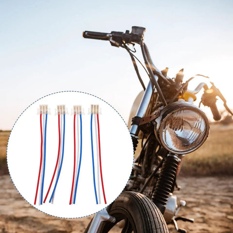 Horn Experience Switch Connector Kit 4 Piece Wiring Harness for motorcycles and electric bikes shown in outdoor setting.