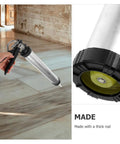 Top Tier Metal Caulk Gun With Thick Half Round Rod For Windows Doors And Bathroom Sealant Worry Free Application Adhesive Applicator held in hand