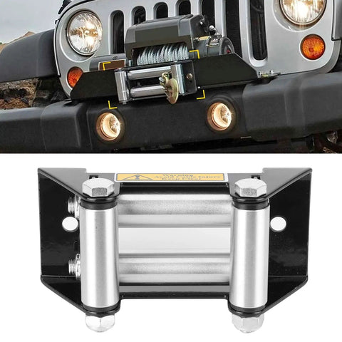 10 Inch Heavy Duty Winch Cable Roller Fairlead For Side By Side Vehicles 125mm Bolt Hole Distance Durable Iron Construction