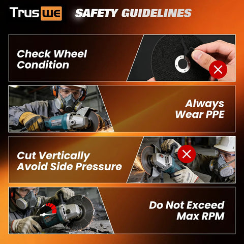 Front view: Truswe 52-pack 4-1/2 in cut-off wheels for angle grinder, .045 in, 7/8 in arbor; metal discs