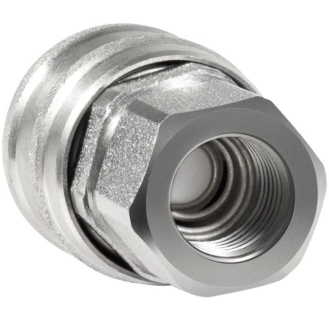 Close-up view of a One Quarter Inch FNPT A Style Air Fittings Pack Of Ten For Quick Push To Connect With Style A Plugs Like 778 777 1777 Series