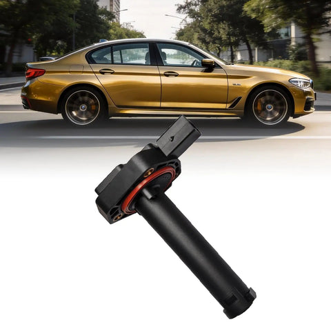 BMW Engine Oil Level Sensor Replacement Direct Fit For 2002-2015 1 Series 3 Series 5 Series 6 Series 7 Series Cars OE Replacement 12617607910 12610148464 12610400034 black sensor with gasket