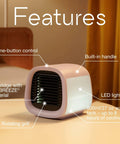Kickback Portable Evaporative Air Cooler AC Unit With Four Speed Settings And One Button Control features visible, including handle and water tank.