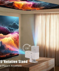 4K Supported Mini Projector With WiFi And Bluetooth For Home Theater And On The Go projecting vivid image on ceiling