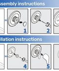 Universal Tub And Shower Lever Handle Replacement For Posi-Temp And Moentrol Valves, installation and disassembly steps