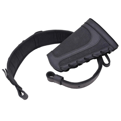 Buffalo Hide Leather Rifle Buttstock With Matching Gun Sling Beefy Non Slip Canvas Cushion Heavy Duty Stitching Fits.22 LR.17 HMR.22 Mag