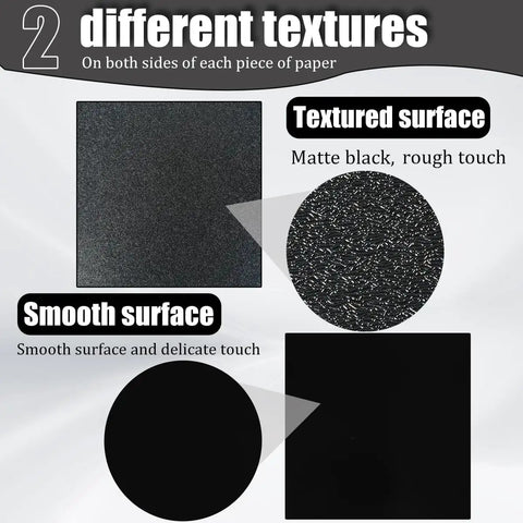 Pack of 2 Black ABS Plastic Sheets 8 x 12 x 1/8 Inch Thick Rigid Moldable Panels With Smooth And Textured Sides showing textures